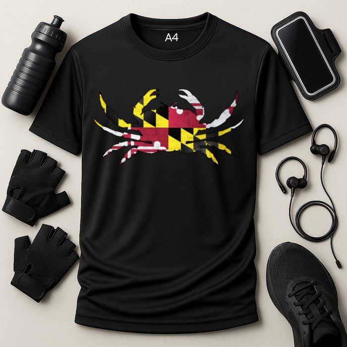 Maryland Flag Crab Cooling Performance Crew T-Shirt