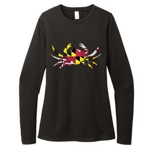 Maryland Flag Crab Womens CVC Long Sleeve Shirt