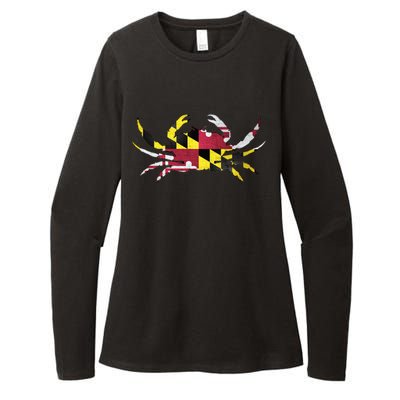 Maryland Flag Crab Womens CVC Long Sleeve Shirt