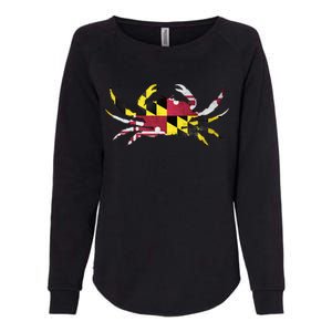 Maryland Flag Crab Womens California Wash Sweatshirt