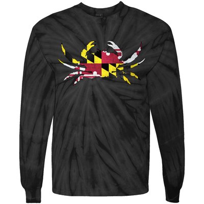 Maryland Flag Crab Tie-Dye Long Sleeve Shirt