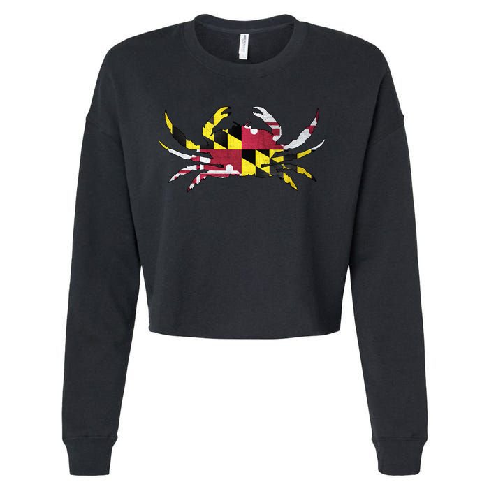 Maryland Flag Crab Cropped Pullover Crew
