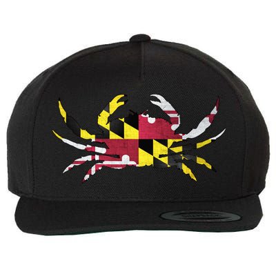 Maryland Flag Crab Wool Snapback Cap