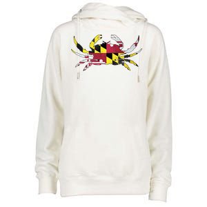 Maryland Flag Crab Womens Funnel Neck Pullover Hood