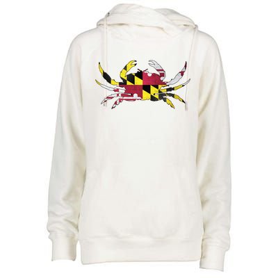 Maryland Flag Crab Womens Funnel Neck Pullover Hood