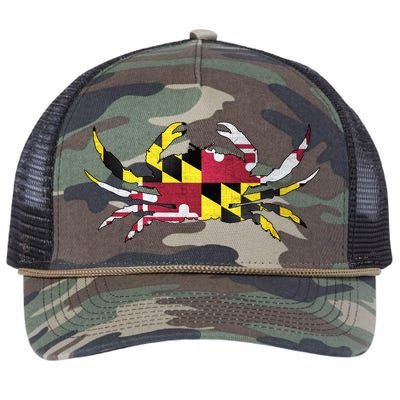 Maryland Flag Crab Retro Rope Trucker Hat Cap