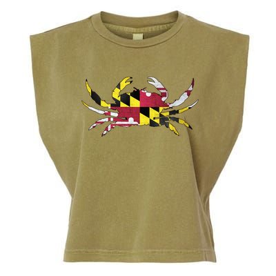 Maryland Flag Crab Garment-Dyed Women's Muscle Tee