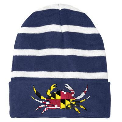 Maryland Flag Crab Striped Beanie with Solid Band