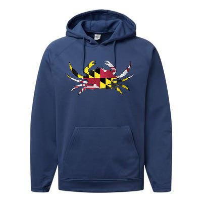 Maryland Flag Crab Performance Fleece Hoodie