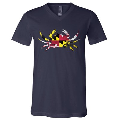 Maryland Flag Crab V-Neck T-Shirt