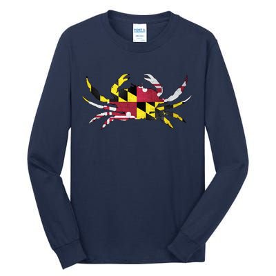 Maryland Flag Crab Tall Long Sleeve T-Shirt