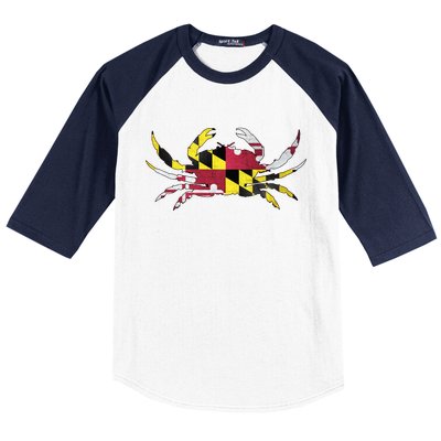 Maryland Flag Crab Baseball Sleeve Shirt