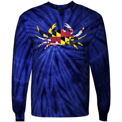 Maryland Flag Crab Tie-Dye Long Sleeve Shirt