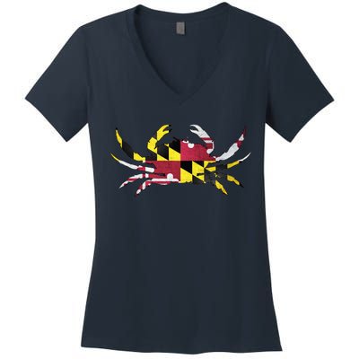 Maryland Flag Crab Women's V-Neck T-Shirt