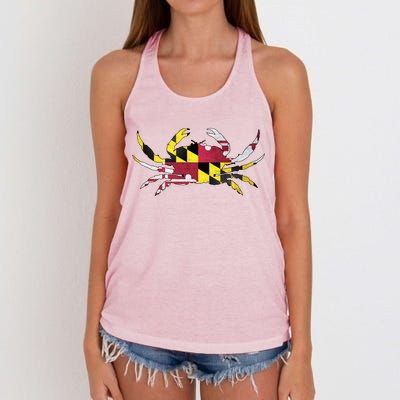 Maryland Flag Crab Women's Knotted Racerback Tank