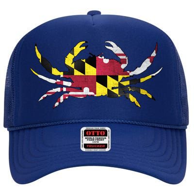 Maryland Flag Crab High Crown Mesh Back Trucker Hat