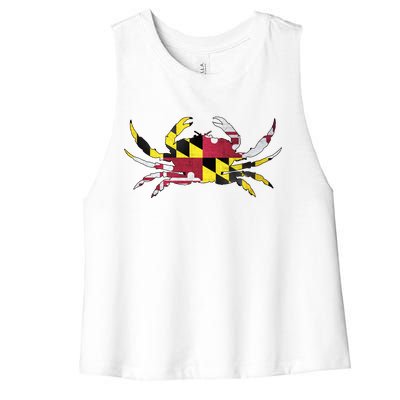 Maryland Flag Crab Women's Racerback Cropped Tank