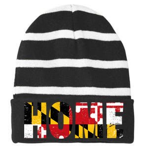 Maryland Is Home Striped Beanie with Solid Band