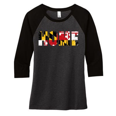 Maryland Is Home Women's Tri-Blend 3/4-Sleeve Raglan Shirt