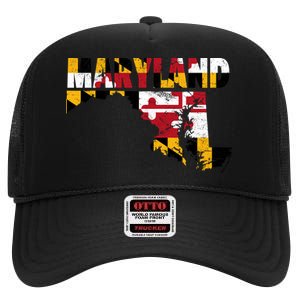 Maryland State Flag High Crown Mesh Back Trucker Hat