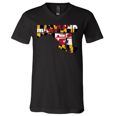 Maryland State Flag V-Neck T-Shirt