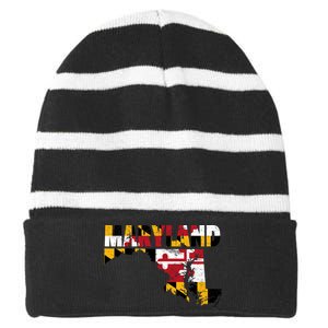 Maryland State Flag Striped Beanie with Solid Band