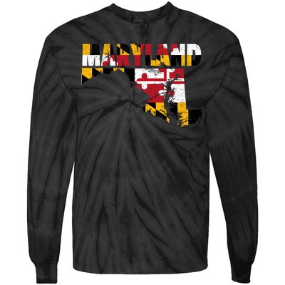 Maryland State Flag Tie-Dye Long Sleeve Shirt