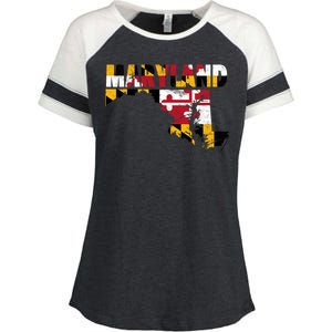 Maryland State Flag Enza Ladies Jersey Colorblock Tee