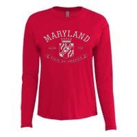 Maryland Stylized Emblem EST 1788 State of America Womens Cotton Relaxed Long Sleeve T-Shirt