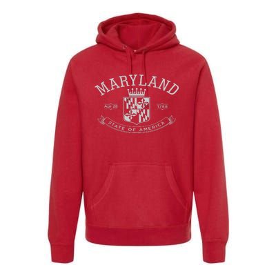 Maryland Stylized Emblem EST 1788 State of America Premium Hoodie