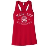 Maryland Stylized Emblem EST 1788 State of America Women's Racerback Tank