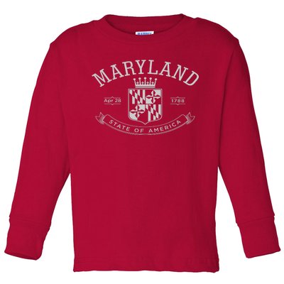 Maryland Stylized Emblem EST 1788 State of America Toddler Long Sleeve Shirt