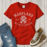 Maryland Stylized Emblem EST 1788 State of America Womens T-Shirt