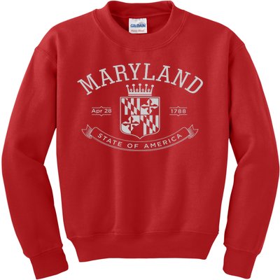 Maryland Stylized Emblem EST 1788 State of America Kids Sweatshirt