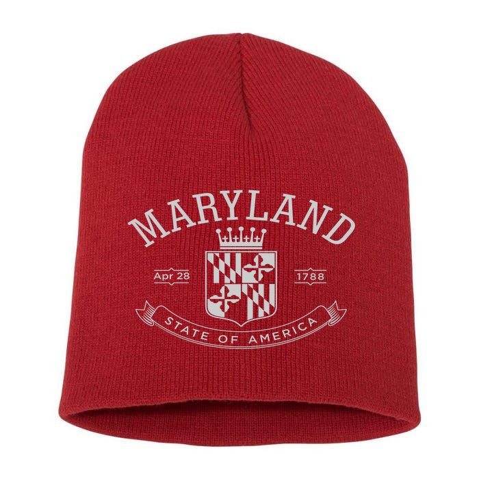 Maryland Stylized Emblem EST 1788 State of America Short Acrylic Beanie