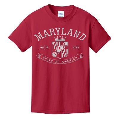 Maryland Stylized Emblem EST 1788 State of America Kids T-Shirt