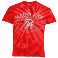 Maryland Stylized Emblem EST 1788 State of America Kids Tie-Dye T-Shirt