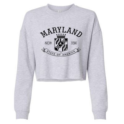 Maryland Stylized Emblem EST 1788 State of America Cropped Pullover Crew