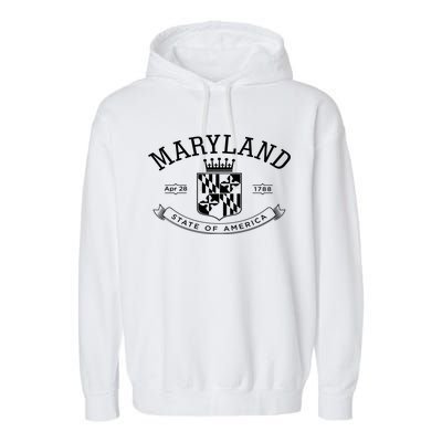 Maryland Stylized Emblem EST 1788 State of America Garment-Dyed Fleece Hoodie