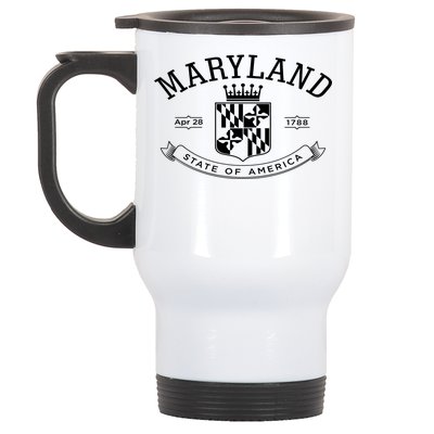 Maryland Stylized Emblem EST 1788 State of America Stainless Steel Travel Mug