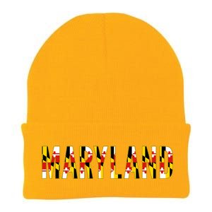 Maryland Word Flag Knit Cap Winter Beanie