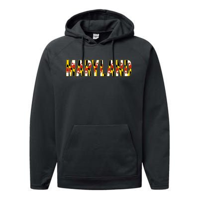 Maryland Word Flag Performance Fleece Hoodie