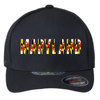 Maryland Word Flag Flexfit Unipanel Trucker Cap