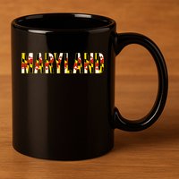 Maryland Word Flag 11oz C Handle Ceramic Mug