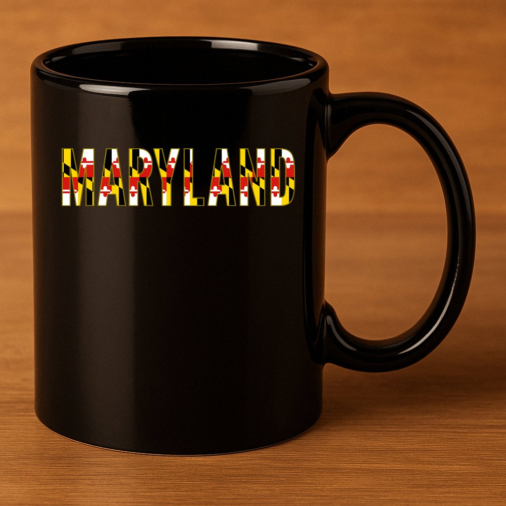Maryland Word Flag 11oz C Handle Ceramic Mug