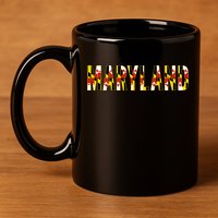 Maryland Word Flag 11oz C Handle Ceramic Mug