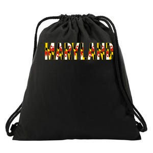 Maryland Word Flag Drawstring Bag