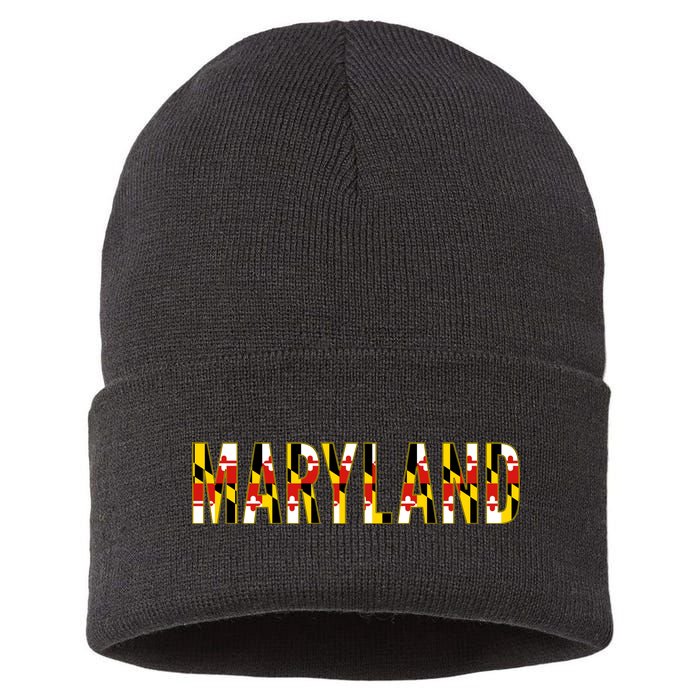 Maryland Word Flag Sustainable Knit Beanie