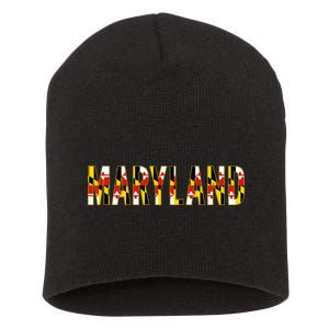 Maryland Word Flag Short Acrylic Beanie