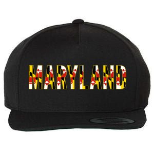 Maryland Word Flag Wool Snapback Cap